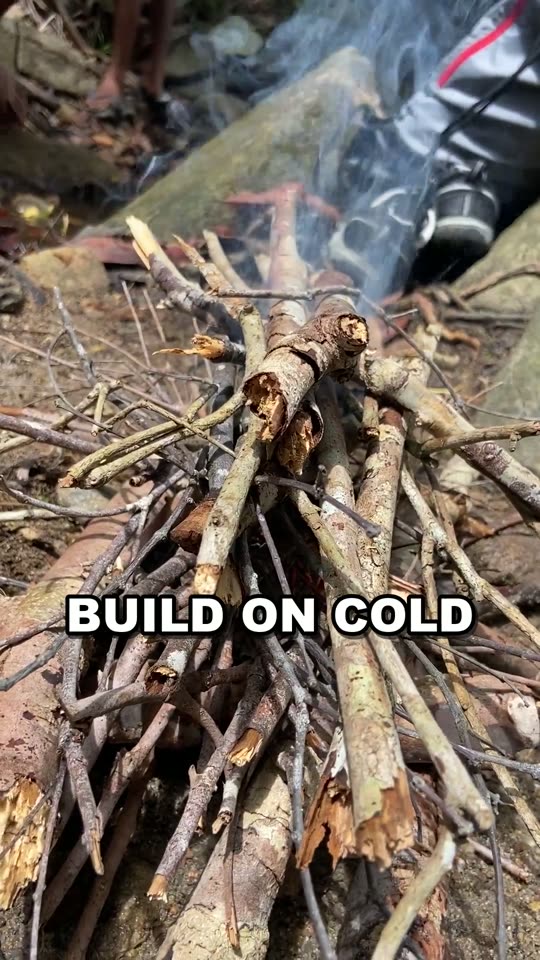Building a fire on cold ground